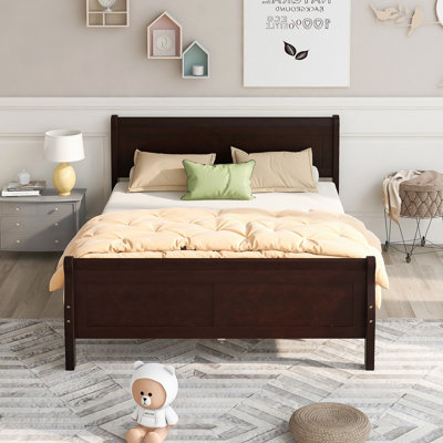 Wood Platform Bed With Headboard And Wooden Slat Support by Latitude Run