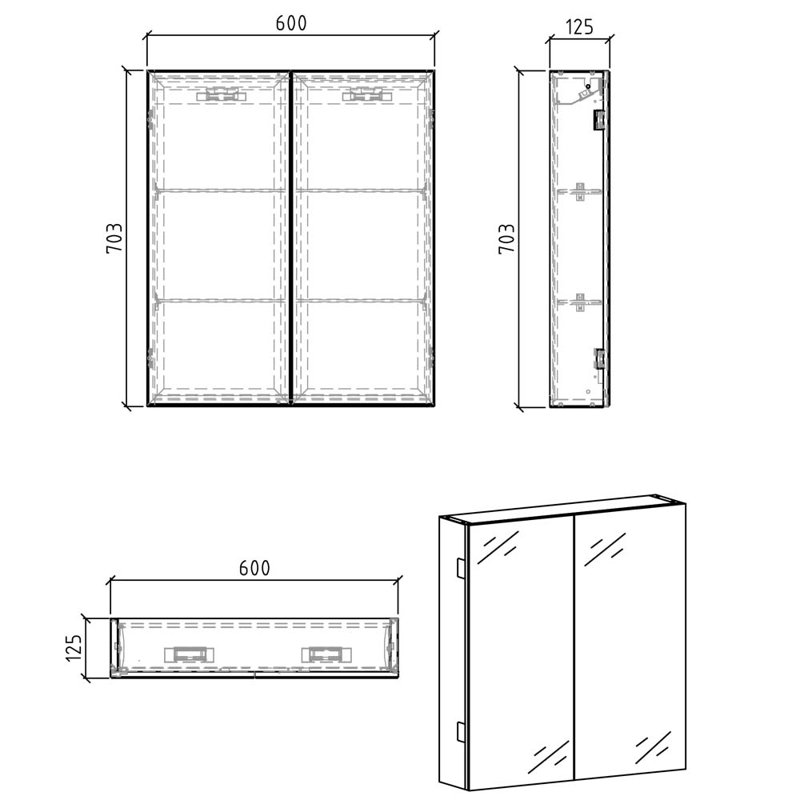Bridge Metal Wall Mirror Cabinet