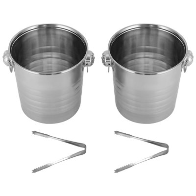2 Pcs Stainless Steel Ice Bucket for Parties