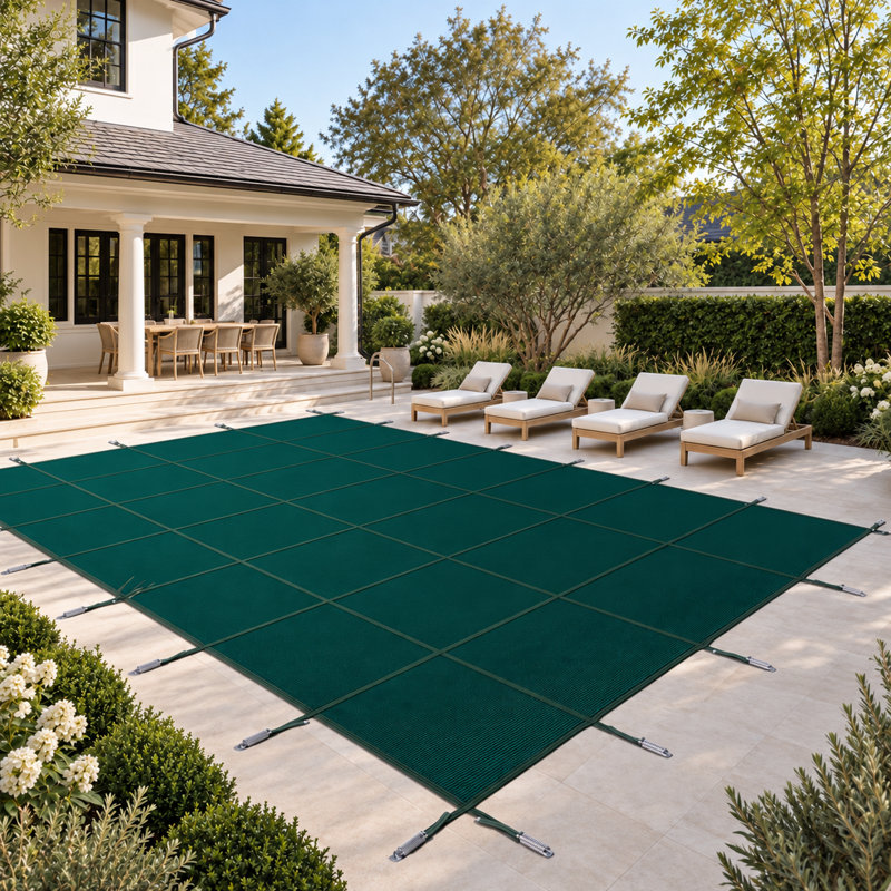 Housse de sécurité pour piscine creusée ColourTree, l 16 pi x P 32 pi, Vert