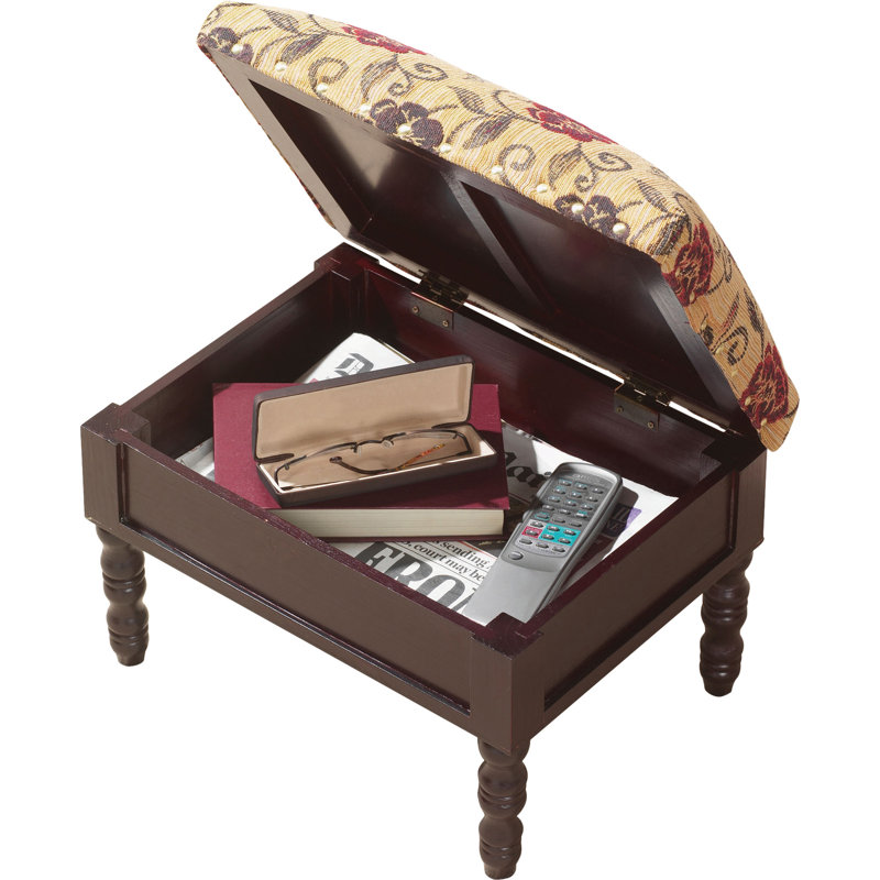 Farmington 39cm Wide Rectangle Floral Footstool Ottoman with Storage