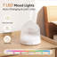 Diffuseur d'huiles essentielles en verre, diffuseurs à ultrasons aromatiques 200 ml avec dôme de réservoir en verre et base en plastique blanc avec minuterie d'arrêt automatique 7 couleurs pour le yoga dans la chambre à coucher