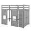 Solid Wood Twin Size Loft Bed With Built-In Storage Wardrobe And 2 Windows-159241220