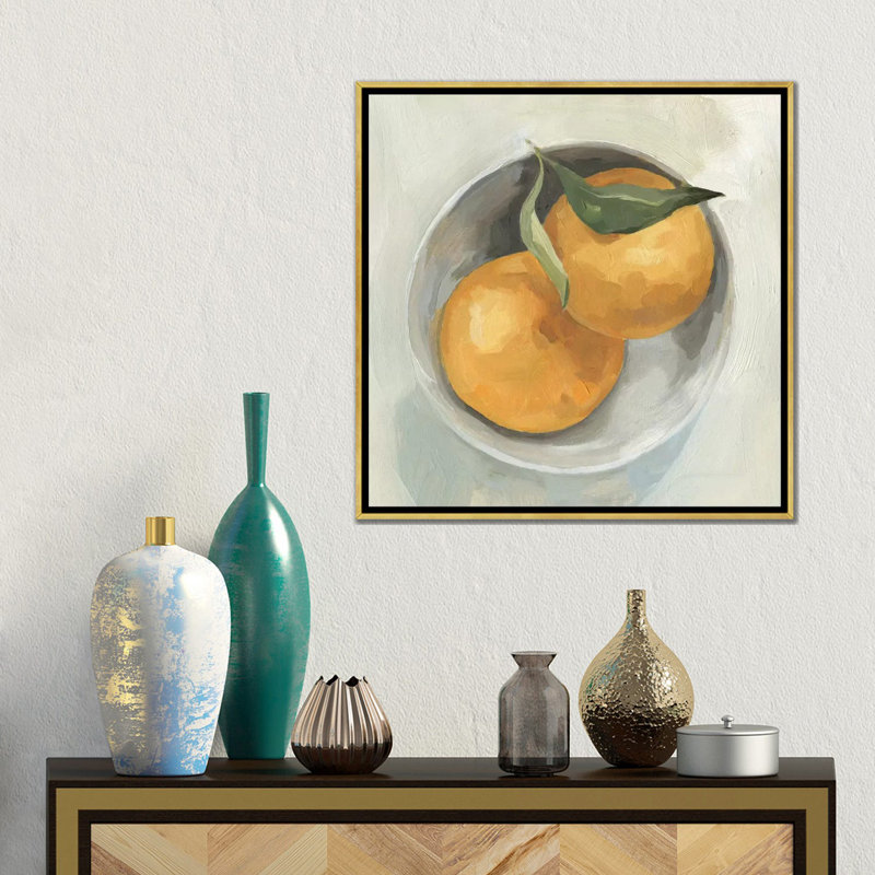 Fruit Bowl II - reproduction d'art murale - toile encadrée, H 18 po x l 18 po, Doré