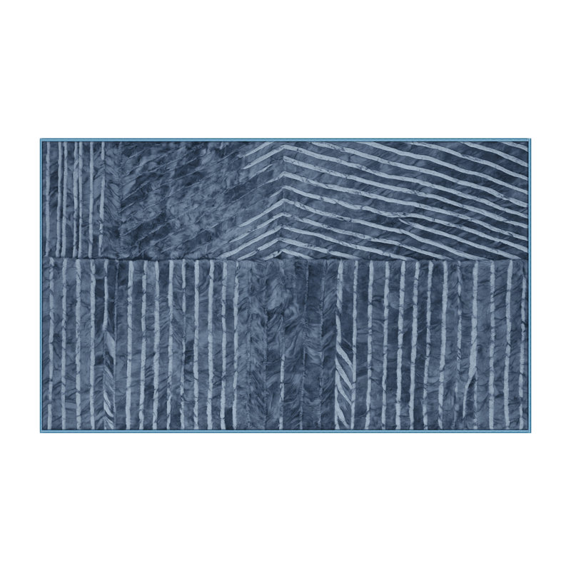 Machine Washable Blue Area Rug, Rectangle 4' x 6'