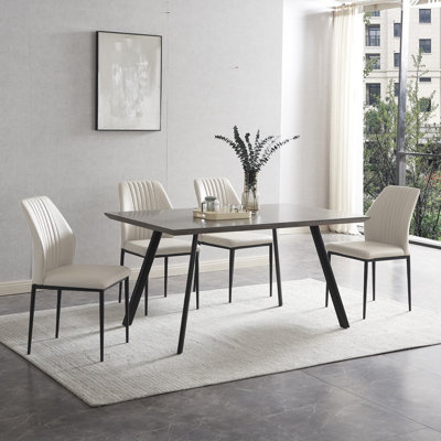 Isaure 5-Piece Rectangular Dining Table Set with MDF Table and 4  Dining Chairs