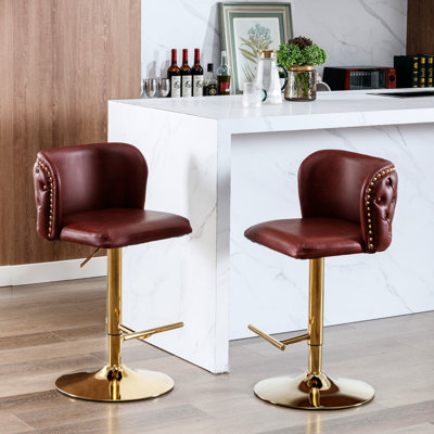 Adjustable Seat Height - Modern Pu Upholstered Swivel For Home, Pub, And Kitchen ( Of 2 Bar Chairs Home Pub Island