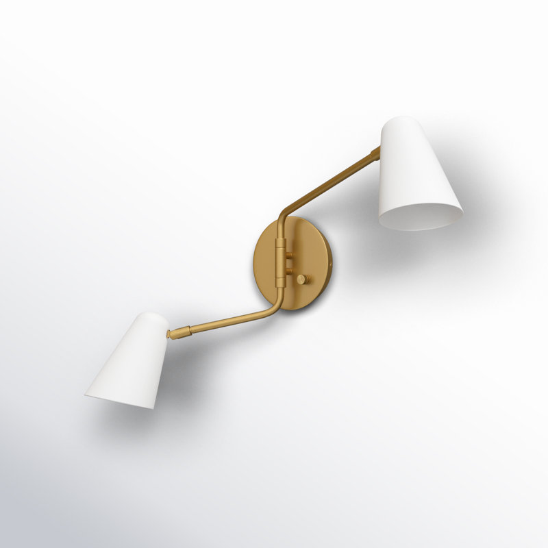 Macie 2 - Light Dimmable Swing Arm, White, Lacquered Brass with Matte White