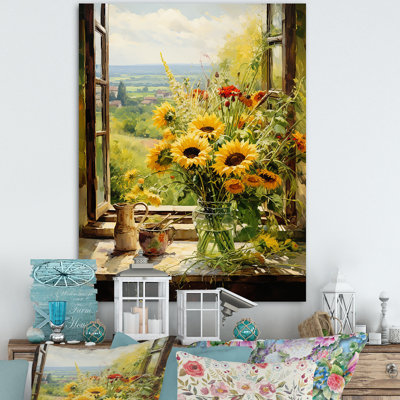 «Harvest Floral Gaze Farm Windows II» - art mural fenêtres de ferme