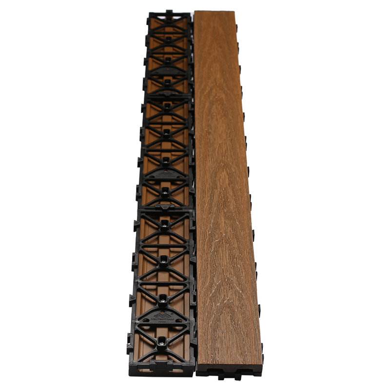 36'' L x 3'' W Composite Interlocking Deck Plank, Peruvian Teak