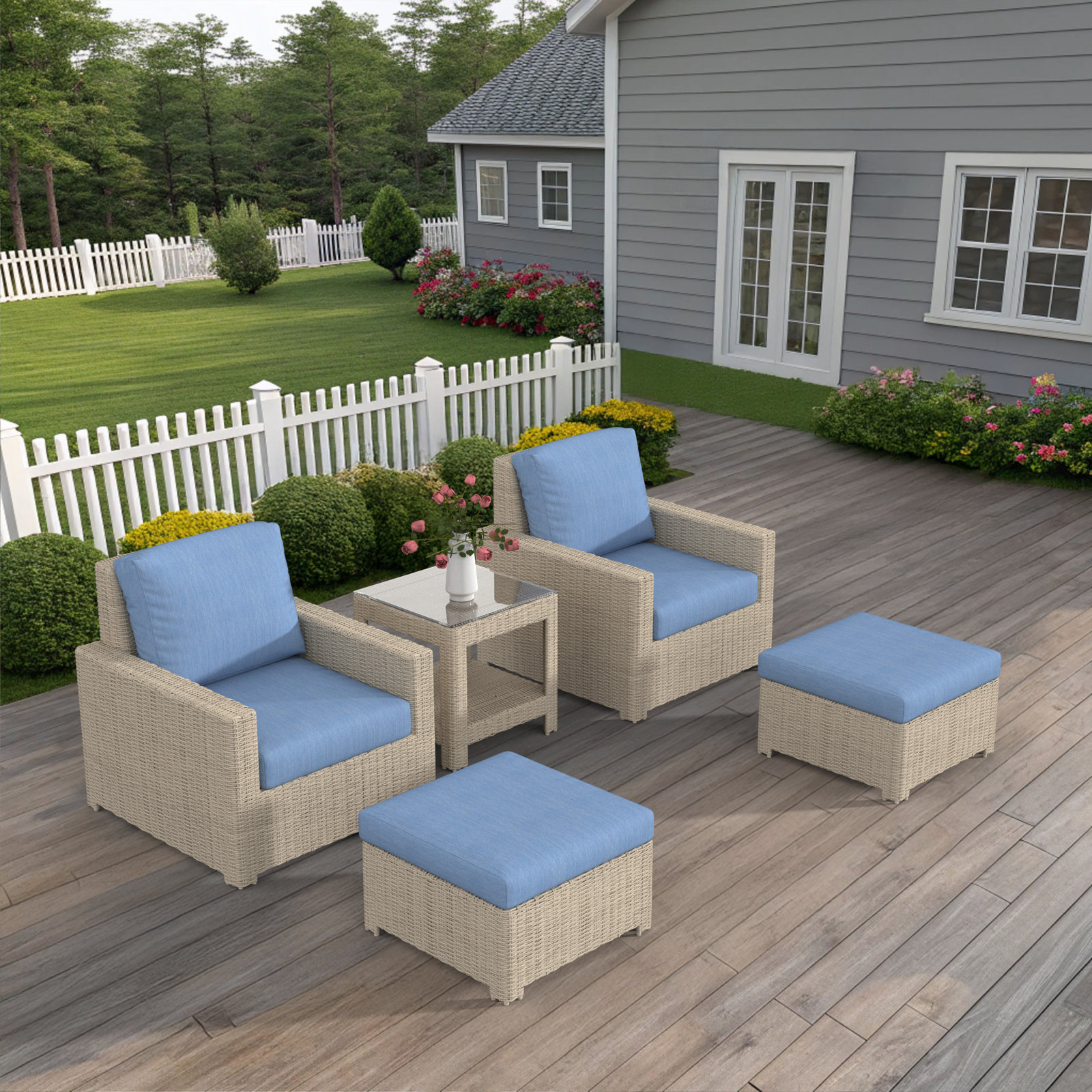 Henri 2-Person Sunbrella® Patio Seating Group, Cast Ocean