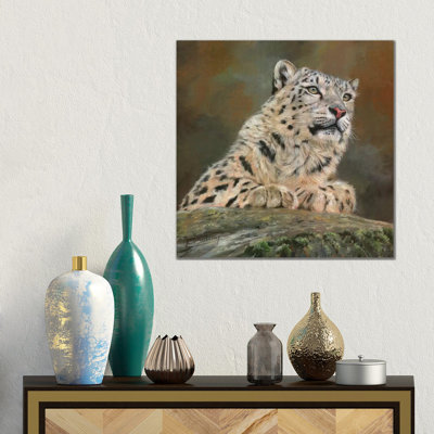 Snow Leopard On Rock 1 Piece Wrapped Canvas Wall Art