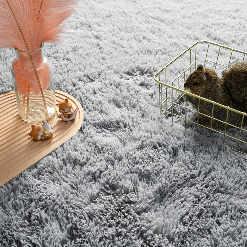 6x6 ft Light Gray Round Rug for Bedroom Room Fluffy Circle Rug Furry Carpet Shaggy Circular Fuzzy Washable Non-Slip Large Area Rug Soft Indoor for Living Room Cute Aesthetic Home Decor