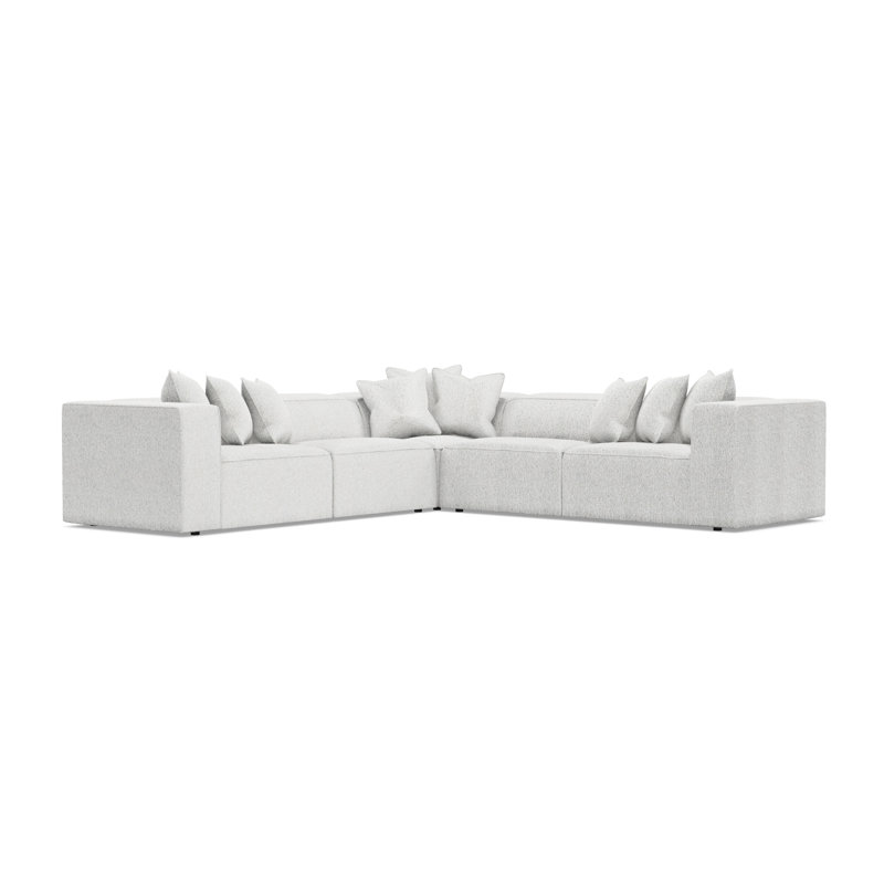 Bernhardt Bliss 4-Piece Fabric Sectional, White Polyester, 28" H x 123.5" W x 123.5" D