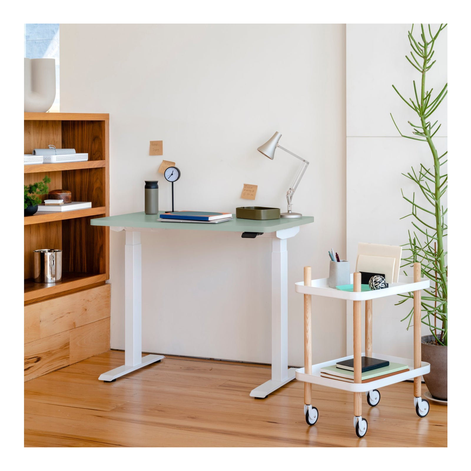 Duo Standing Desk, 47.3" H x 36" W x 24" D, Sage, White