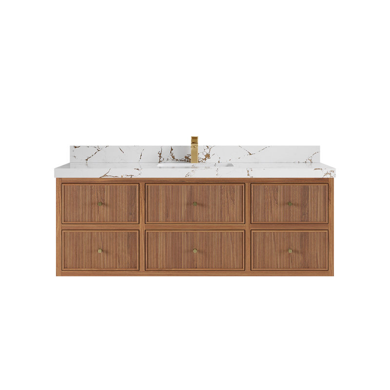 Meuble-lavabo simple 60 po avec comptoir en quartz 60 po, Viola Brown