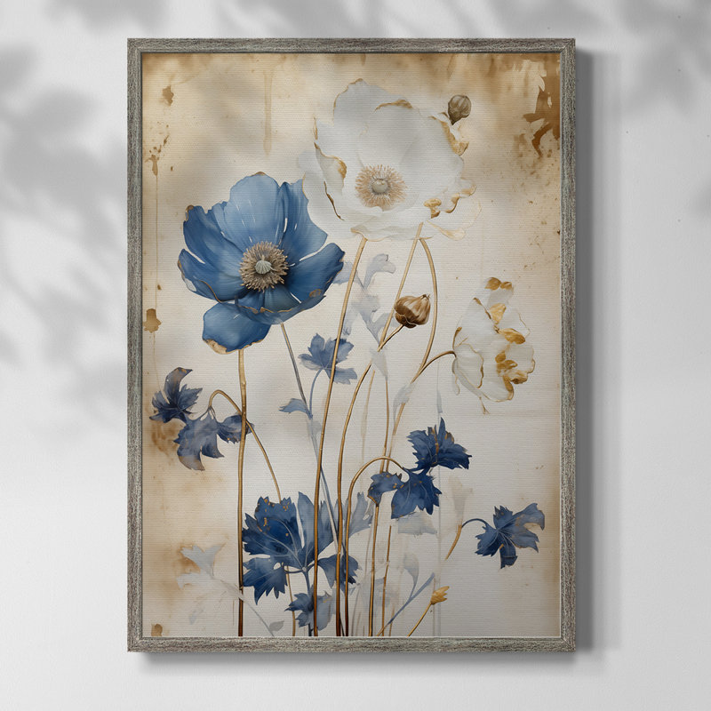 FLORAL Series LXV Framed Print - Solid Wood, 15" H x 12" W