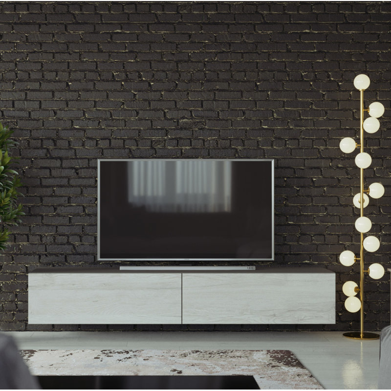 Coan TV Stand for TVs up to 78", Slate Gray/White Monaco