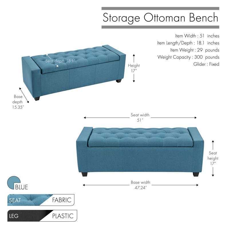 Banc de rangement avec repose-pieds Ayob, Bleu