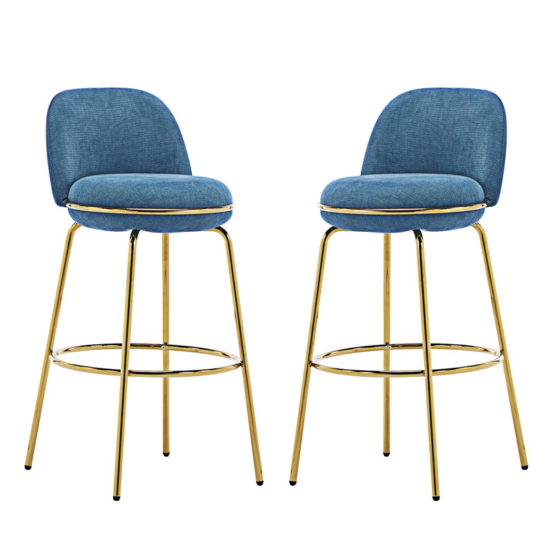 Ensemble de 2 tabourets de bar rembourrés, Bleu