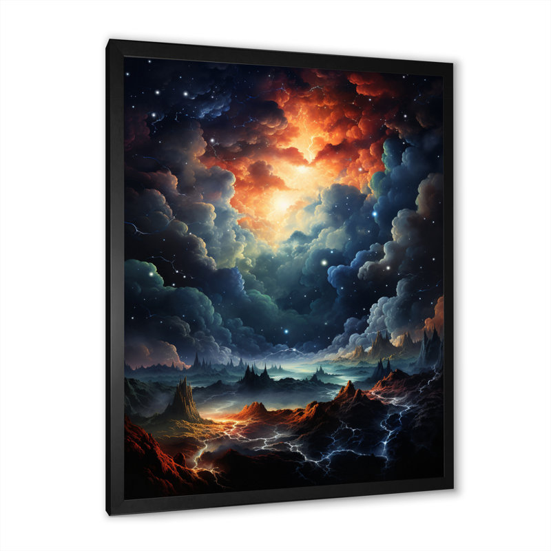 «Galaxy Celestial Fireworks V», reproduction d'art sur toile, H 20 po x l 12 po x P 1 po, Cadre noir