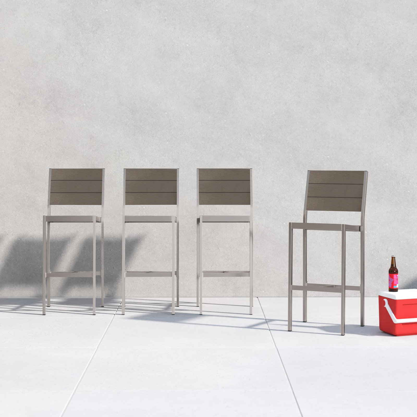 Betty 30" Patio Bar Stool, Gray/Silver