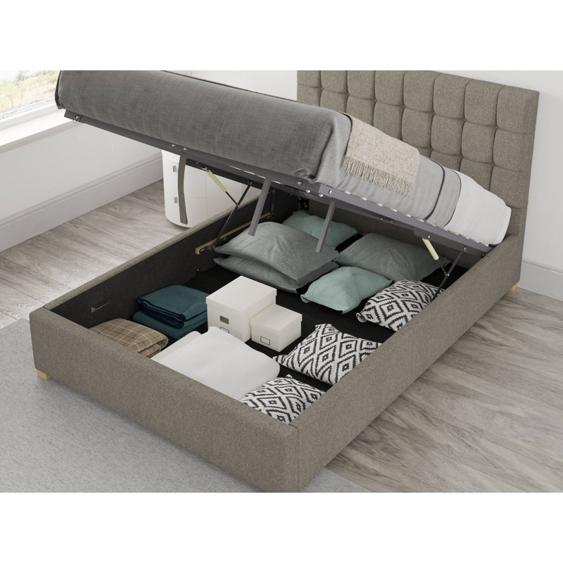 Chevalier Upholstered Ottoman Storage Bed, Double (4'6), Grey