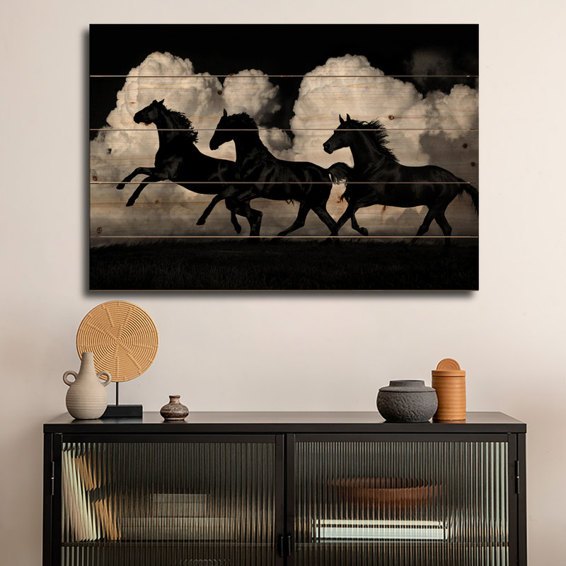Impression sur bois en bois - Chevaux sauvages par Samantha Carter