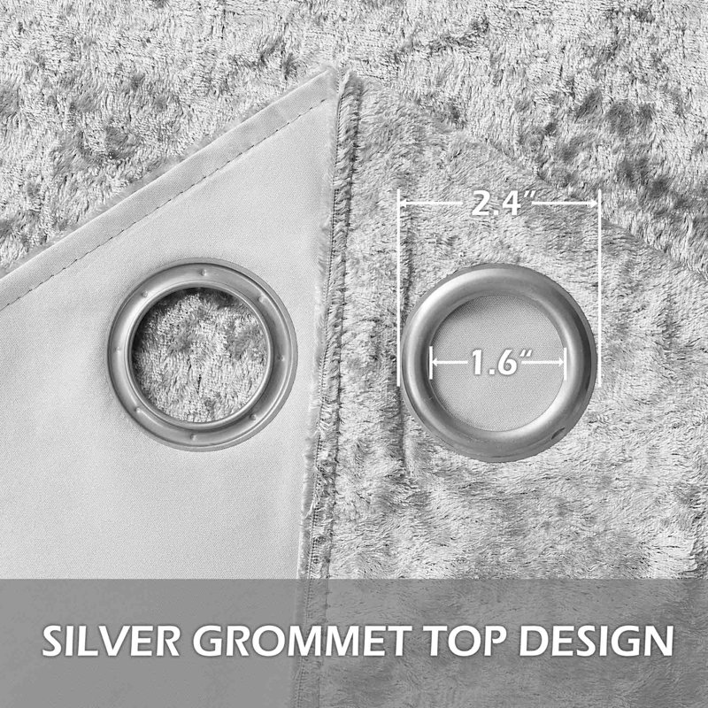 Velvet Blackout Curtain Pair (Set of 2), Silver