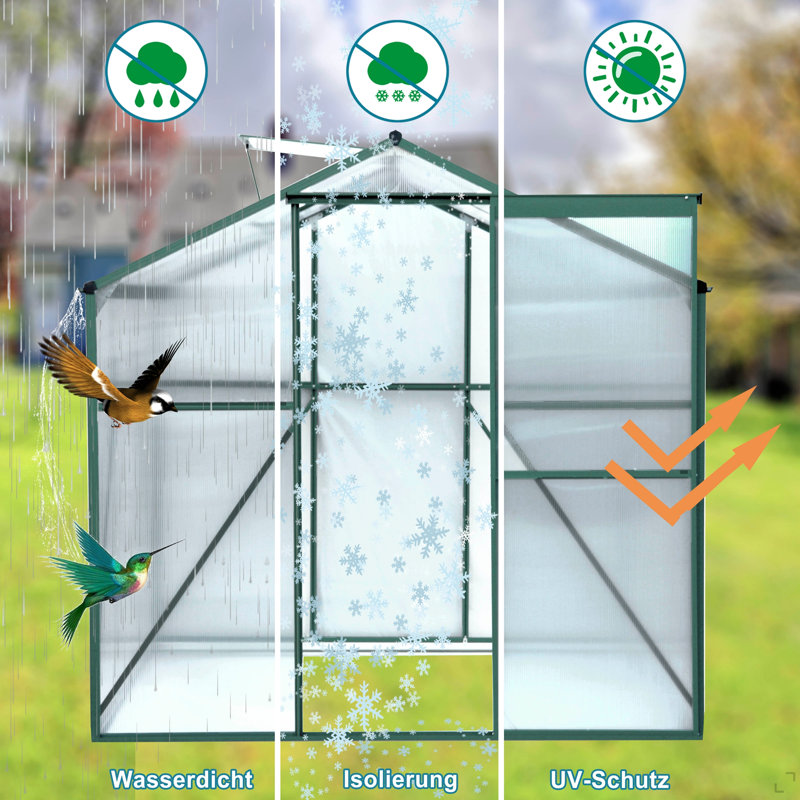 Polycarbonate Greenhouse,6'X 8' Heavy Duty Walk-In Plant Garden Greenhouse For Backyard/Outdoor