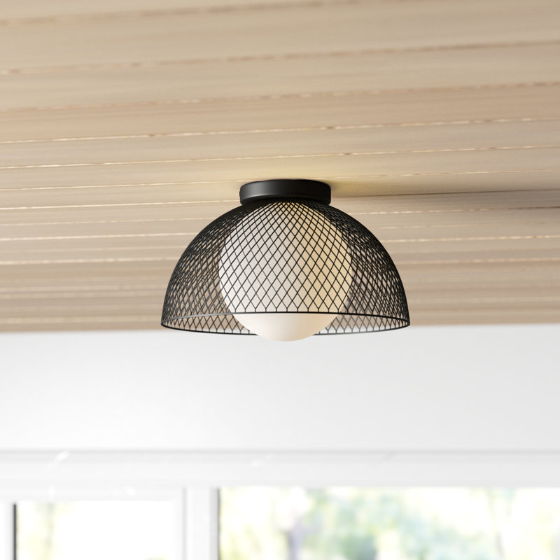 Poet Glass Flush Mount, Matte Black