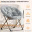 Paquet de 2 chaises soucoupes, chaises pliantes en fausse fourrure moelleuses avec structure en métal, sièges de salon surdimensionnés pour adolescents, gris