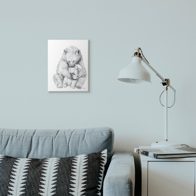«Bear Family Animal Neutral Gray Dessin», impression, H 15 po x l 10 po, Plaque murale