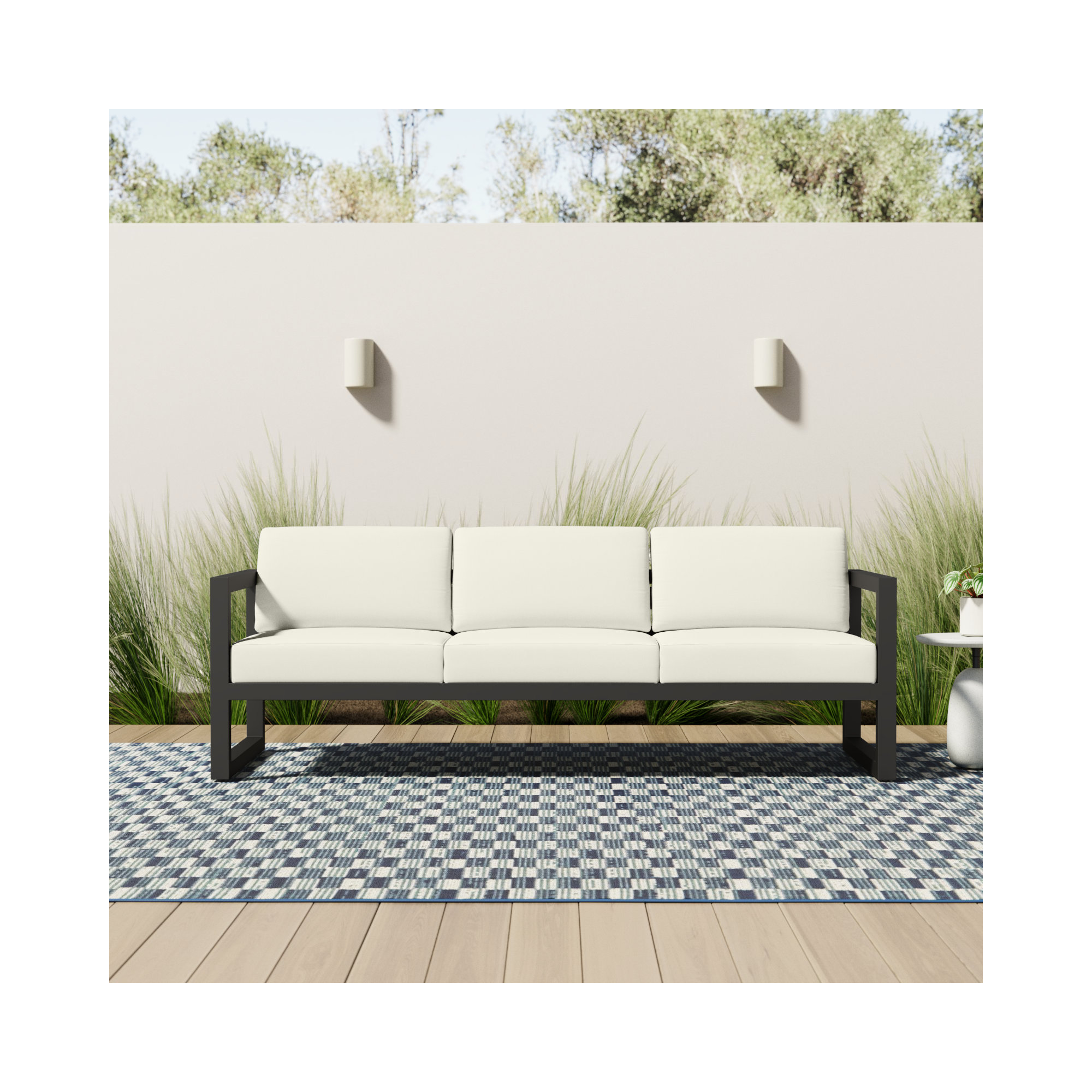 Smith 84" Outdoor Sofa with Sunbrella® Cushions, Slate, Canvas Natural
