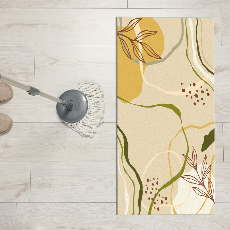Floral Harmony Printed Rug Featuring Detailed Non Woven Thin Type for Sophisticated Home Decor, Rectangle 2'8" x 4'11"
