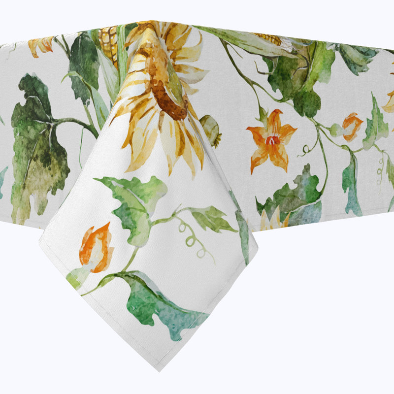 Rectangular Tablecloth, 100% Cotton, Floral 211,  120" x 52" 