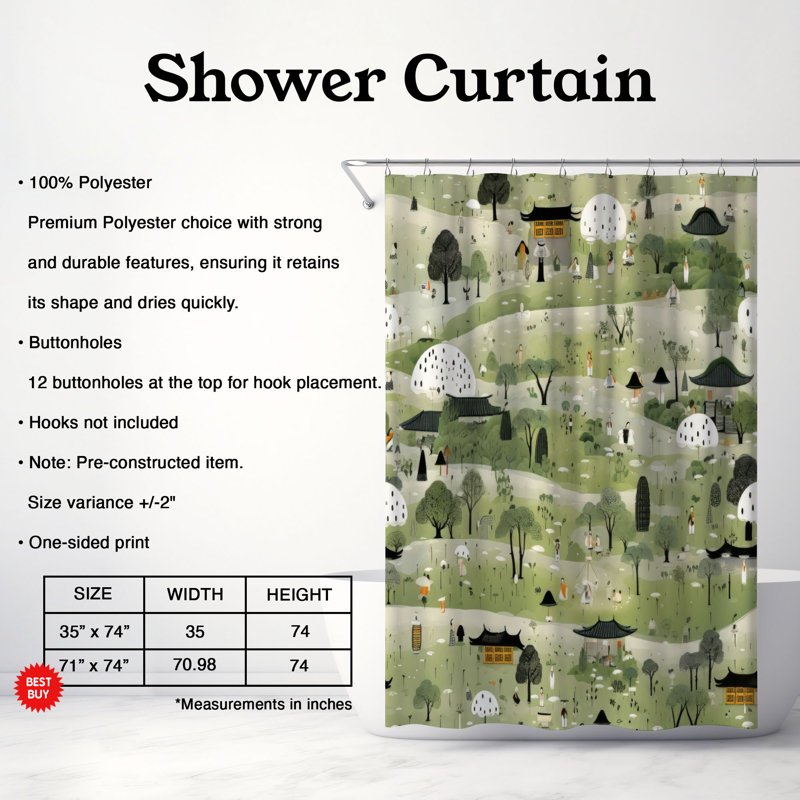 Gentle Rainfall - Premium Shower Curtain, 74"H x 71"W
