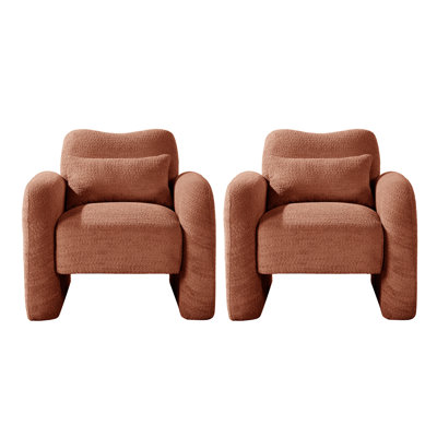 Fidele 33"W Modern Upholstered Armchair with Lumbar Support Pillow