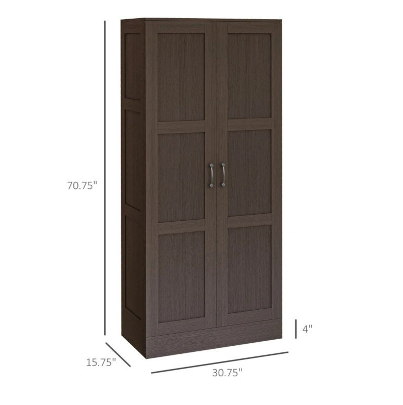 Armoire de rangement autoportante, armoire de cuisine, armoire de rangement de salle de bain, Brun