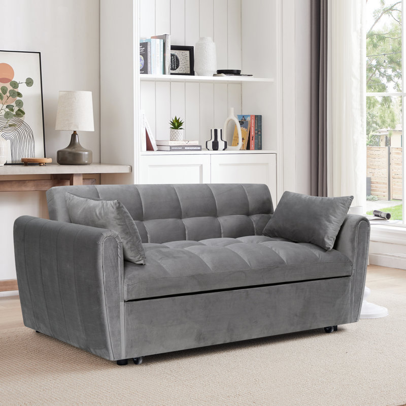 65”Convertible Futon Sofa Bed with Adjustable Backrest