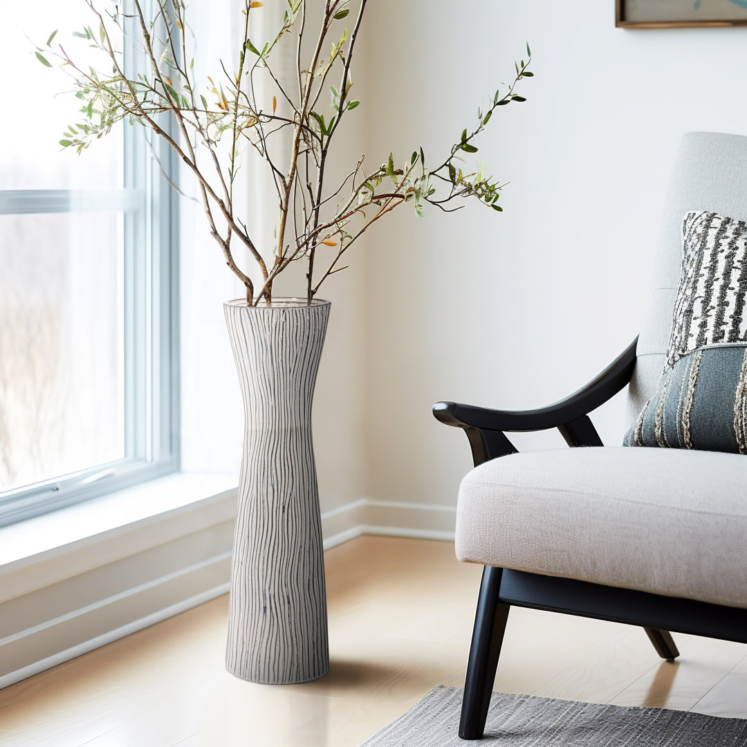 Richarson Contemporary Stoneware Vase - Elegant and Stylish Decorative Accent with Unique Textured Detailing Ivy Bronx 