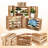 Set of 6 Rustic Wooden Crates, Stackable Nesting Storage Boxes with Handles for Display and Organization-129205170