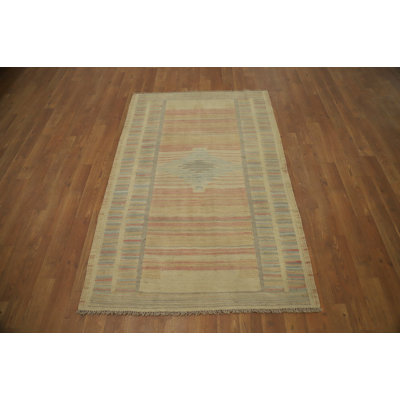 Vegetable Dye Geometric Kilim Handwoven Rug 3x5