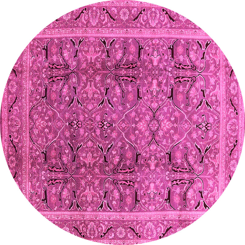 Tapis oriental en laine / polyester tissé à la machine en rose, Rond 5 pi