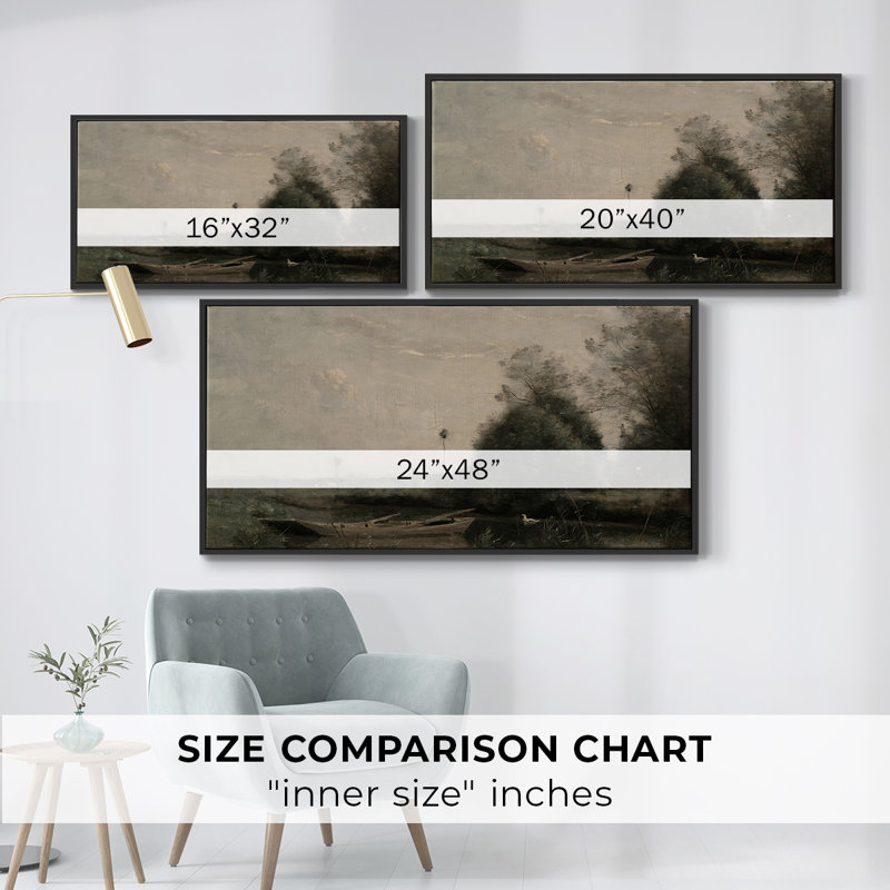 Série paysage - DCXI - Toile tendue avec châssis encadré - Prêt à être accroché, Noir, H 21 po x l 41 po