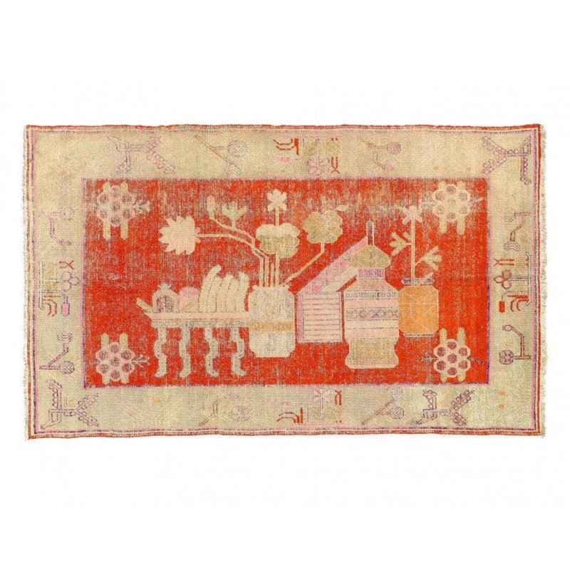 5'X8' Floral Area Rug in Rust