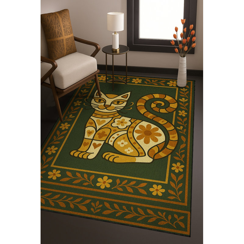 Tapis vert lavable Mosso, 4'11" x 9'10"