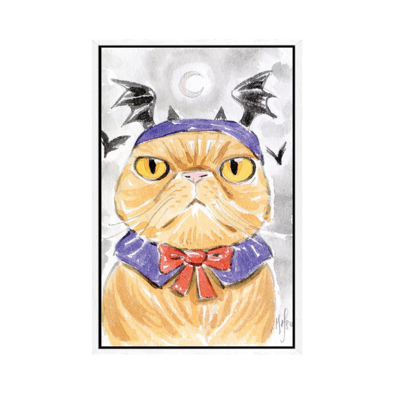 Cat - Dracula by Martin Hsu - Painting on Canvas, 101.6 cm H x 66.04 cm W, White Framed