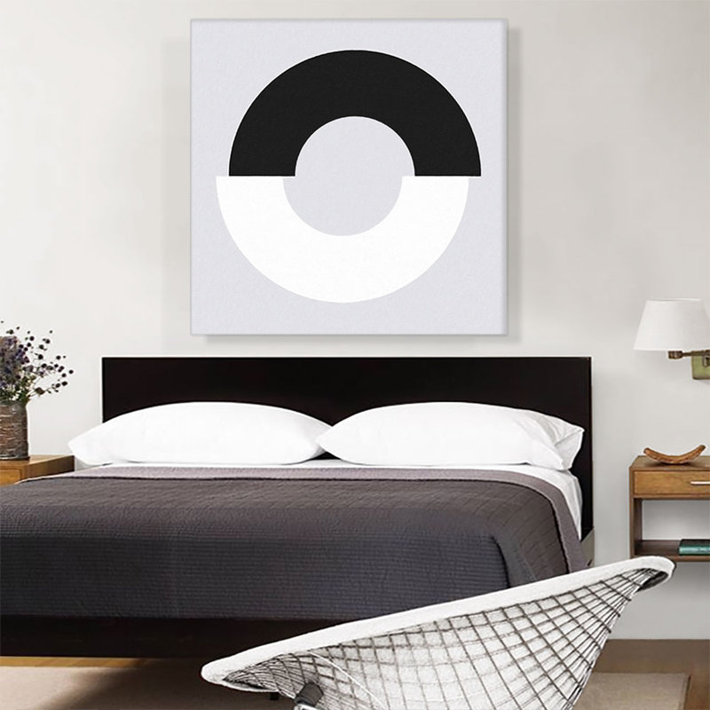 Mid-Century Modern Not So Black and White - Reproduction d'art graphique sur toile tendue, H 36 po x l 36 po x 1,5 po