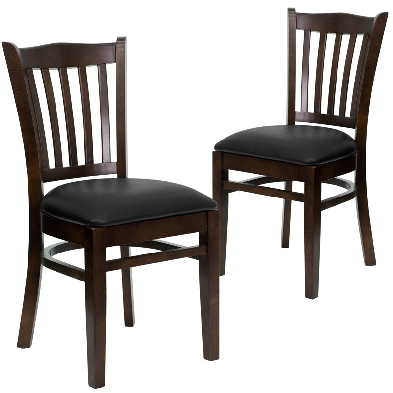 Prompton Vertical Slat Back Wooden Restaurant Chair, Black, Walnut